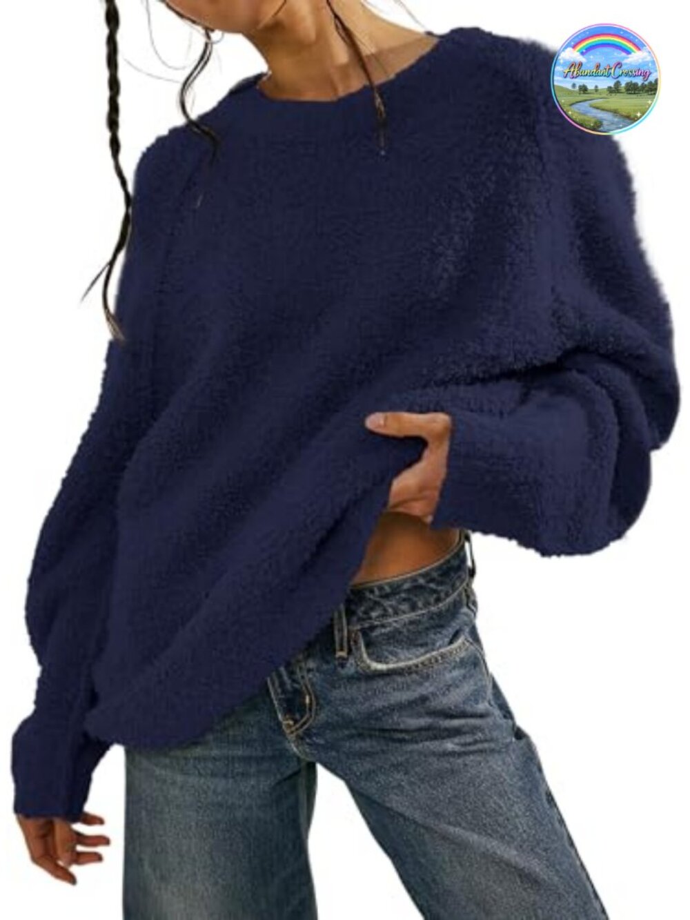 Women's Oversized Fuzzy Chunky Sweater 2026 Fall Winter Cozy Long Sleeve